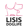 Süßer rosener Hund wo Lisis doglife darunter steht